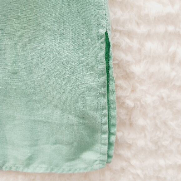 Tunic Size 1X Irish Linen Mint MOP Button Boho Minimalist Quiet Luxury Old Money - Picture 5 of 16